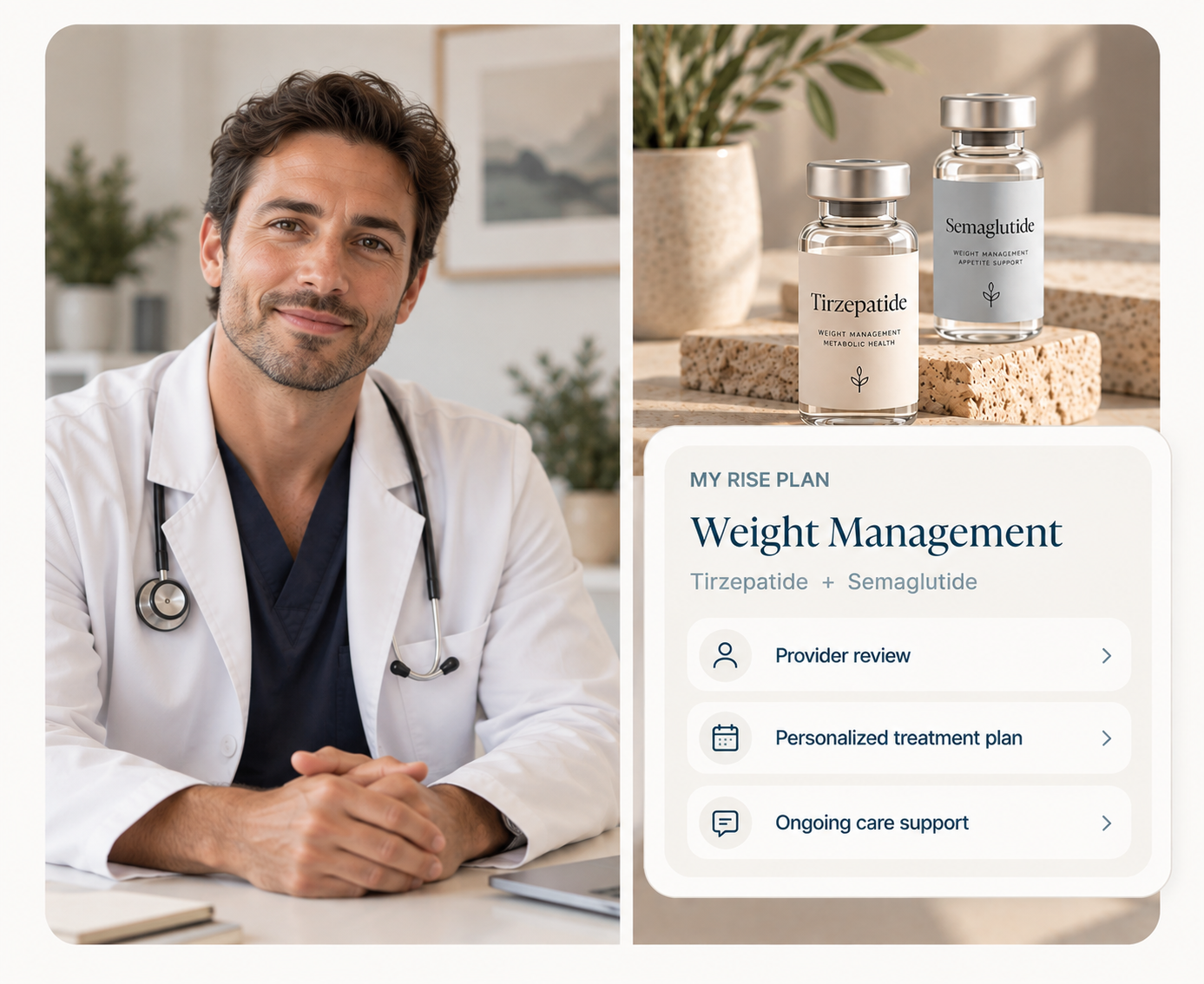Licensed provider and Join Rise weight management treatment plan